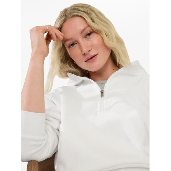 ATHLETA forever fleece hoodie 1/2 zip sweatshirt pullover bright white casual M - Picture 3 of 10